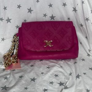 Juicy Couture Raspberry Tart clutch with gold charm chain